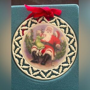 Vintage 1991 LENOX Christmas Ornament SANTA with CHILD - SANTA PORTRAIT SERIES